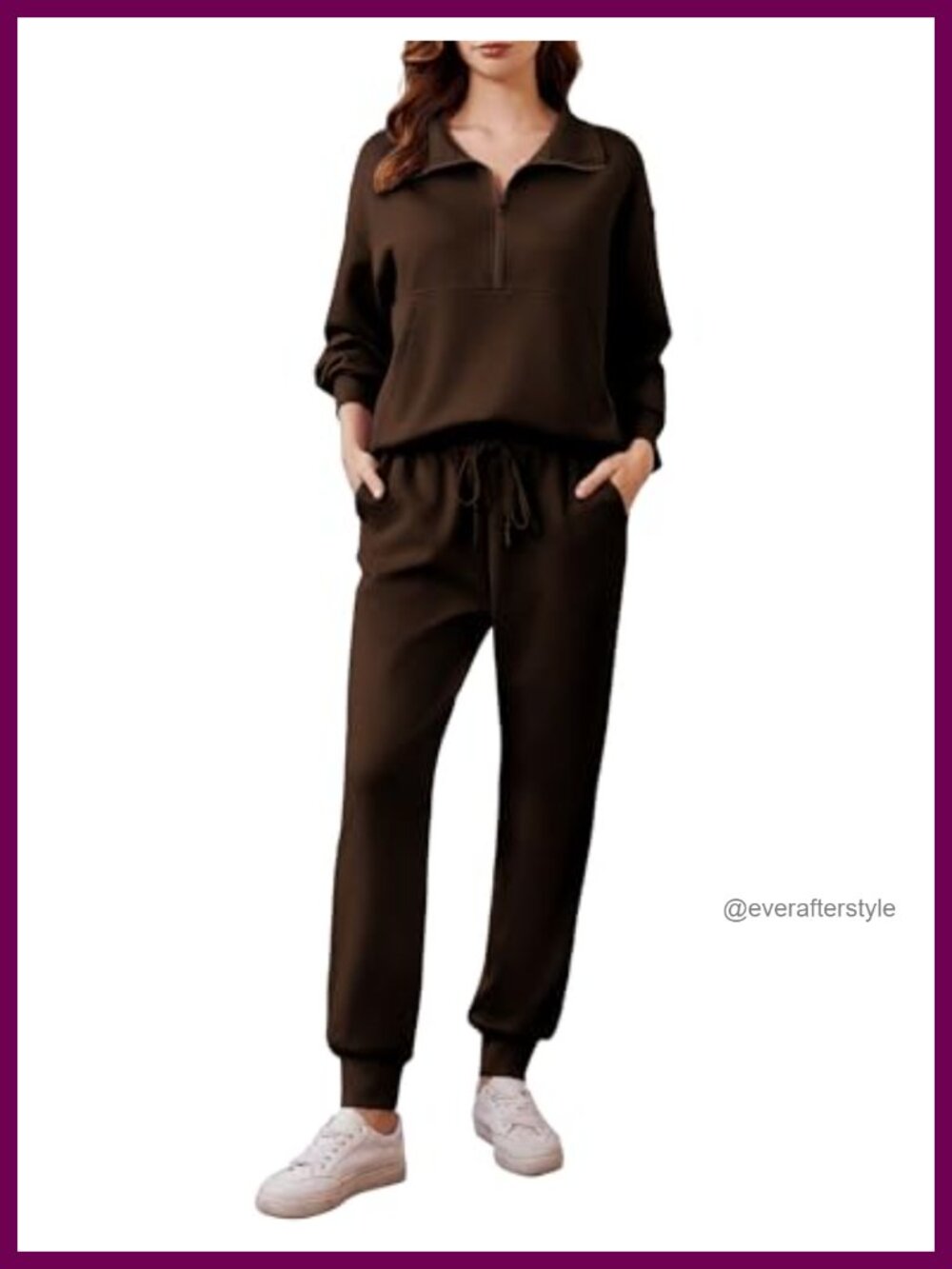PINSPARK 2 Piece Tracksuit Set Women Long Sleeve Half Zip Joggers Activewear